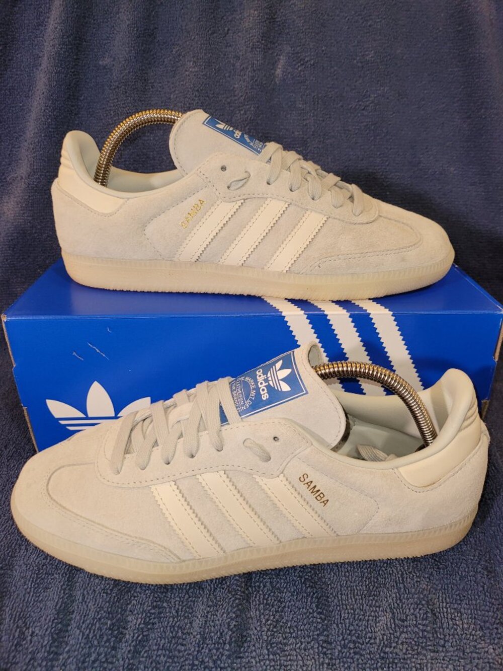 Adidas Samba Men's Size 8.5 OG Grey Blue White Gum Sole Sneakers IG6177 (#1918)
